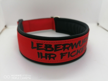 Hundehalsband Personalisiert schwarz-rot