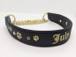 Preview: Hundehalsband mit Wunschtext Namenshalsband schwarz gold