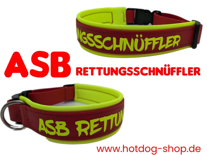 Biothane Halsband Rettungshund, Feuerwehr personalisiert mit Wunschtext