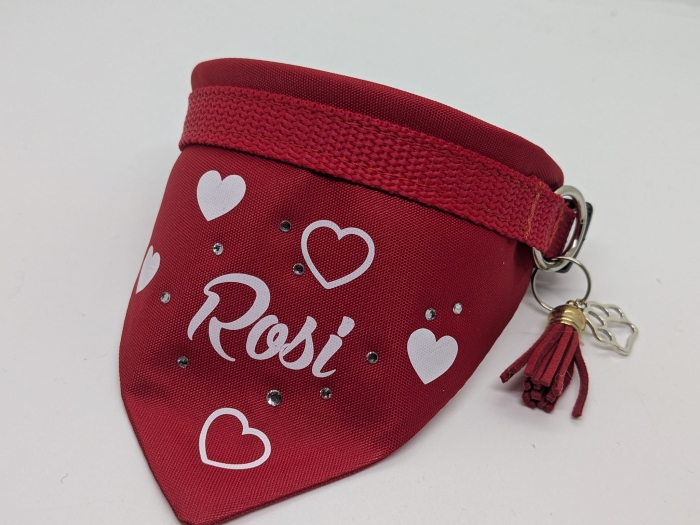 2 in 1 Halsband mit Tuch rot personalisiert